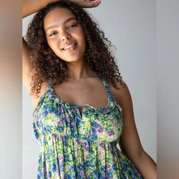 Natural Life Elizabeth Boho Floral Cottage Maxi Dress Ruffled Fairy Size L - Picture 11 of 12